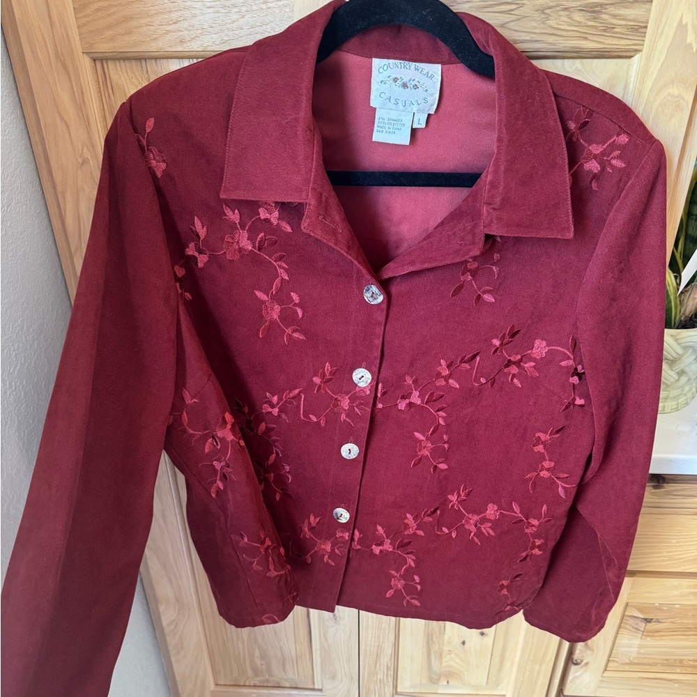 Women's Red Embroidered Jacket